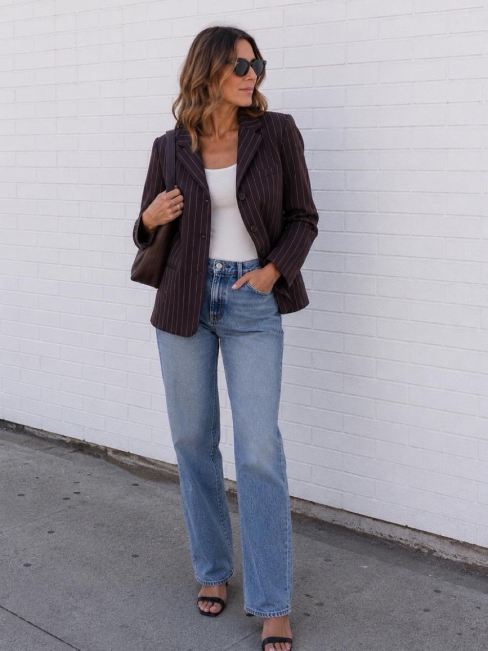 Lauren Ralph Lauren Brown Pinstripe Blazer